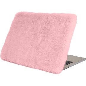 Compatible with MacBook Pro 13 inch Case 2016-2022, A2338 M1 M2/A2289/A2251/A2159/A1989/A1706 with Touch Bar & Touch ID, Plush Rabbit Fur Hard Shell Case, Pink