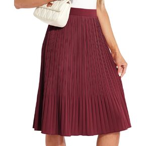 Women Classic Chiffon Flowy Pleated Midi Skirts