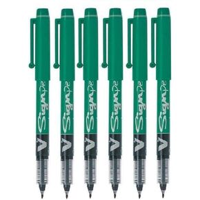 Pilot Green V Sign Pen Liquid Ink Medium 2mm Nib Tip 0.6mm Line Width V-Sign Fibre Tip Point Marker Graphics SW-VSP (Pack of 6)