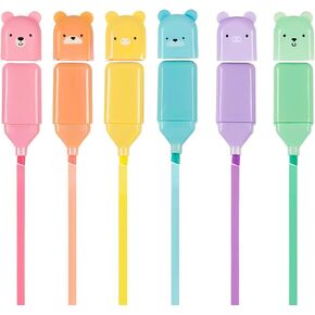 6 Pcs Mini Highlighter Pens, Cute Bear Highlighters Assorted Macaron Colors, Chisel Tip Highlighter Marker Pens for Writing, Drawing, Office & School Supplies, Fluent Writing Highlighters Gifts