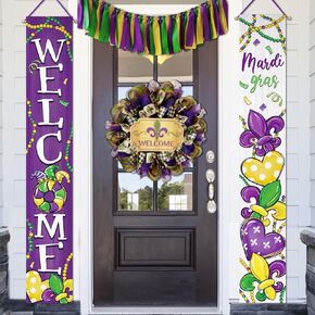 Welcome Spring Butterfly Porch Banner Sign, Hello Spring Daisy Flower Front Door Decorative Hanging Banner Flag, Floral Seasonal Pink Purple Decoration Home Outdoor Decor