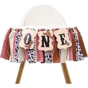 Cowboy Birthday High Chair Banner - Western Cowboy 1st Birthday Banner, Farm Baby Birthday Decorations, My First Rodeo Highchair Fabric Garland, Cowboy One Highchair Banner