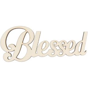 3pcs Blessed Wood Signs DIY Crafts Cutouts Wooden Blessed Letter Design Ornaments Slices Embellishments for Rustic Home Gallery Wall Decor