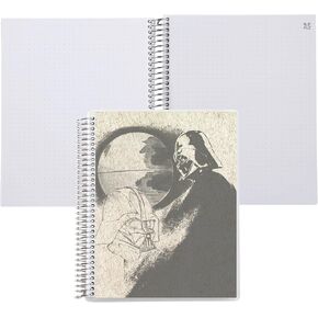 Erin Condren 7x9 Star Wars Vader Sketch Spiral Notebook, Dot Grid Layout with 80 Lb Paper, Star Wars Vader Sketch Classic Cover, Dot Grid Notebook, Platinum Coil