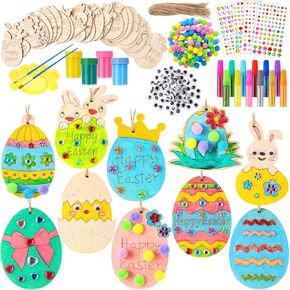 Yerliker 40 Sets Wooden Hearts for Crafts Unfinished Heart Wood Painting Crafts Kit Valentine's Day Ornaments Hanging Decorations Wood Crafts to Paint for Festival Parties Gifts Arts and Crafts