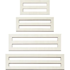 SUPERFINDINGS 4 Sizes Wooden Wreath Frames 4Pcs Wooden Macrame Flower Boards 6.3/8.3/10.2/12.2 inch Rectangle Wood Wreath Form Base No Hole for DIY Christmas Wreath Hanging Decor