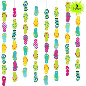 Boao 8 Pieces Flip Flop Decorations 52 Feet Flip Flop Summer Party Hanging Banner Beach Party Slipper Garland for Summer Beach Hawaiian Party Birthday Baby Shower Supplies