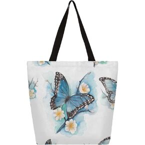 Butterfly Canvas Tote Bags Women Large Casual Shoulder Bag Handbag, Butterfly Reusable Shopping Bags Multipurpose Grocery Bag for Outdoors