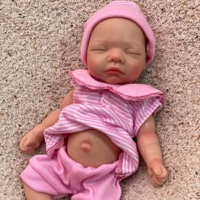 OtardDolls Silicone Baby Doll 11 Inch Full Silicone Baby Lifelike Reborn Realistic Mini Silicone Baby Dolls with Accessories Set