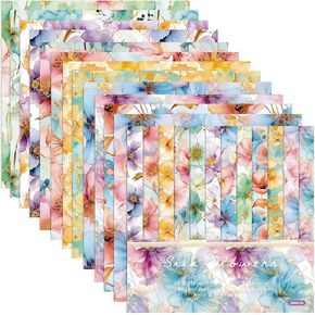 Vintage Floral Scrapbook Paper Pad 24 Sheets Pink Flowers Patterned Cardstock 6 Inches Single-sided Decorative Craft Paper for Card Making Photo Album Journal DIY Craft (R2327)
