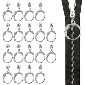 18Pcs Floral Ring Zipper Pulls #5 Metal Zipper Slider Craft Making Silver Zipper Pulls Handmade Flower Purse Zipper Hand Pulls