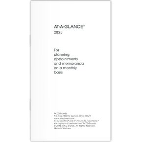 AT-A-GLANCE 2025 Planner Refill, Monthly, 3-1/2" x 6", Refill for 70-064 (709061025)