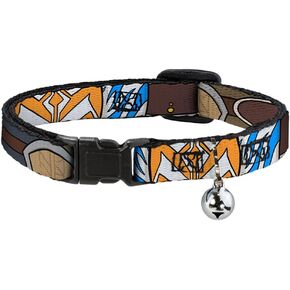 Buckle-Down Star Wars Cat Collar, Breakaway Collar with Bell, Star Wars The Clone Wars Ahsoka Tano Bounding Elements, 8.5 to 12 Inches 0.5 Inch Wide