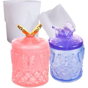 Butterfly Storage Box Resin Mold with 1 lid Silicone Molds Epoxy Resin Butterfly Shaped Vase Pen Holder Bottle Jar for Jewelry Ornaments Trinket Container, Handmade DIY Making Decor Art Crafts