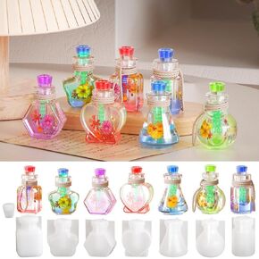 7 Set Wishing Bottle Storage Box Silicone Resin Mold with lids Car Diffuser Epoxy Silicone Casting Molds Drift Bottle for Fragrance Trinket Container Keychain, 3D DIY Making Decor Crafts