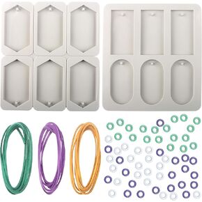 EUPNHY 2pcs Silicone Wax Sachet Molds Scented Wax Tablets Molds-Including 3pcs 40 inches Rawhide Rope and 60pcs Bails. (Combination 02)