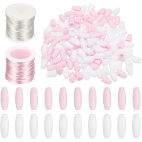 PATIKIL 24mm Breakaway Clasps with 20m Nylon Lanyard String Cords, 60 Set Plastic Bead Barrel Connectors for Bracelet Necklace Lanyard Jewelry Making DIY Craft, Red