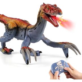 Remote Control Dinosaur Toys for Kids 3-12, 18.2" Jurassic Therizinosaurus Toys Imitates Walking, Roars - 2.4 GHz RC Robot Dino Toys w/Light & Spray, Christmas Birthday Gift for Kids