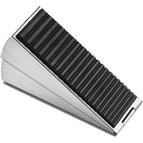 Large Door Stopper - Metal Door Wedge, Tall Door Stopper, Spring Rubber for Extra Strong Grip (Silver, 1 Pack)