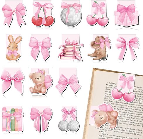 Valentine’s Day Magnetic Bookmarks - 16 PCs Cute Pink Valentines Book Mark Bulk Charm Heart Magnet Page Marker Clips for Reading Women Book Lovers Bookish Reader Birthday Gifts Accessories in Saudi Arabia