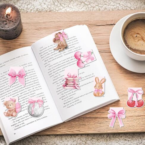 Valentine’s Day Magnetic Bookmarks - 16 PCs Cute Pink Valentines Book Mark Bulk Charm Heart Magnet Page Marker Clips for Reading Women Book Lovers Bookish Reader Birthday Gifts Accessories in Saudi Arabia