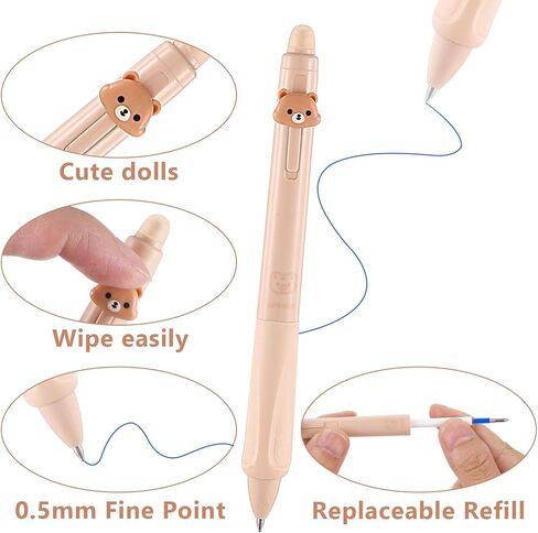 4pcs 0.5 مم قلم هلام قابلة للمحو ، ألعاب الحبر القابلة للسحب القابلة للسحب المحمولة نقاط رولب الكرة الأرضية المحمولة قبضة القبضة القابلة للمسح مع ممحاة واضحة لكتابة ملاحظة الرسم (الأزرق) in Kuwait