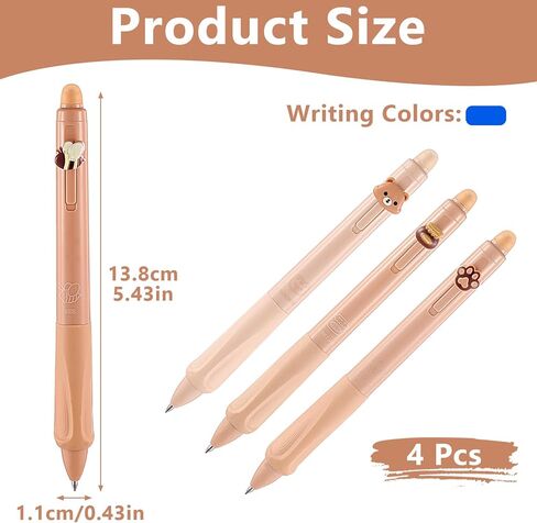 4pcs 0.5 مم قلم هلام قابلة للمحو ، ألعاب الحبر القابلة للسحب القابلة للسحب المحمولة نقاط رولب الكرة الأرضية المحمولة قبضة القبضة القابلة للمسح مع ممحاة واضحة لكتابة ملاحظة الرسم (الأزرق) in Kuwait