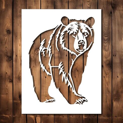 Bear Stencil Template - Reusable Bears Forrest Animal Decorative Stencils for Painting on Wood, Glass, Wall Rock, Walls, Canvas, Glassware, Spray Painting, Airbrushing, Crafts (7x9) in Kuwait