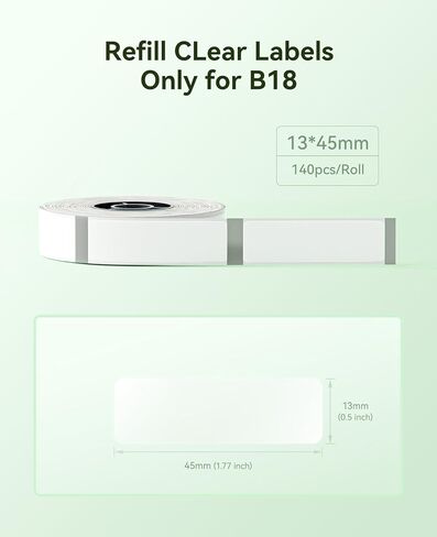 ملصقات Niimbot 0.5 '× 1.18' '(13 × 30 مم) ، ورق ملصق فقط لصانع الملصقات B18 ، مقاوم للماء ، ملصقات ملصقات مقاومة للزيوت ، لفة واحدة من 195 ٪ (Clear) in Kuwait