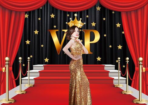 INRUI VIP Red Carpet Curtain Photography Backdrop Glittering with Brilliant Stars Red Gold Stage Backdrops for Studio Props Graduation Wedding Birthday Party Decoration (7x5FT) in Saudi Arabia