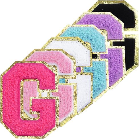 6Pcs 3.1 Inch Iron on Chenille Letter Patches, Glitter Preppy Varsity Letter Patches for Clothes and Hats, Alphabet Cloth Patch for Team Costume Decoration(Mixed Color, I) in Saudi Arabia