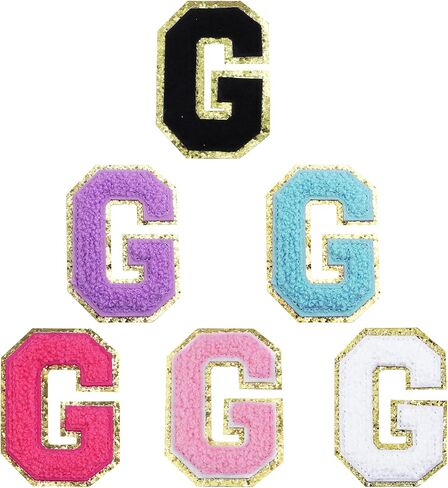 6Pcs 3.1 Inch Iron on Chenille Letter Patches, Glitter Preppy Varsity Letter Patches for Clothes and Hats, Alphabet Cloth Patch for Team Costume Decoration(Mixed Color, I) in Saudi Arabia