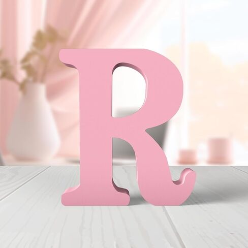 6 Inch Pink Wood Letters Unfinished Wood Letters for Wall Decor Decorative Standing Letters Pink Block Letters for Wall Decoration for Craft Home Party Projects (J) in Kuwait