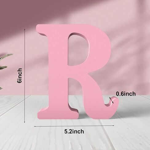 6 Inch Pink Wood Letters Unfinished Wood Letters for Wall Decor Decorative Standing Letters Pink Block Letters for Wall Decoration for Craft Home Party Projects (J) in Kuwait