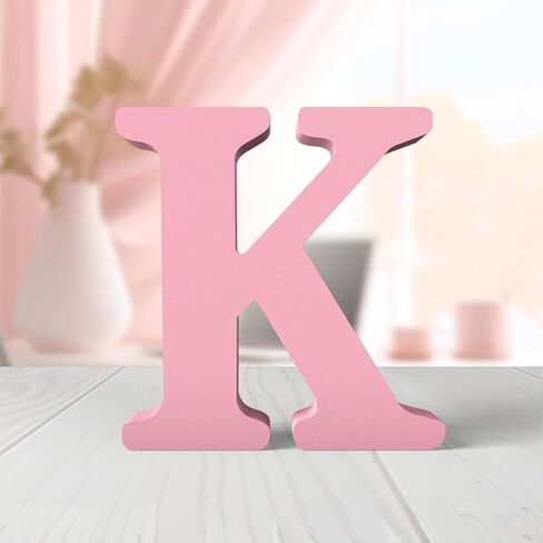 6 Inch Pink Wood Letters Unfinished Wood Letters for Wall Decor Decorative Standing Letters Pink Block Letters for Wall Decoration for Craft Home Party Projects (J) in Kuwait