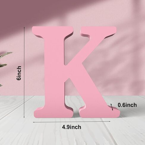 6 Inch Pink Wood Letters Unfinished Wood Letters for Wall Decor Decorative Standing Letters Pink Block Letters for Wall Decoration for Craft Home Party Projects (J) in Kuwait