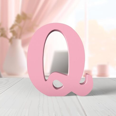 6 Inch Pink Wood Letters Unfinished Wood Letters for Wall Decor Decorative Standing Letters Pink Block Letters for Wall Decoration for Craft Home Party Projects (J) in Kuwait