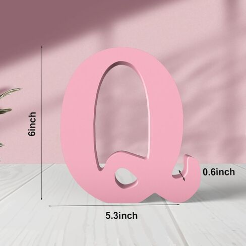 6 Inch Pink Wood Letters Unfinished Wood Letters for Wall Decor Decorative Standing Letters Pink Block Letters for Wall Decoration for Craft Home Party Projects (J) in Kuwait