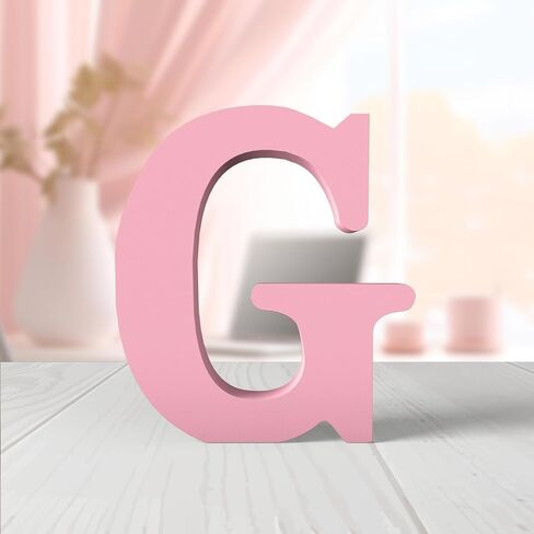 6 Inch Pink Wood Letters Unfinished Wood Letters for Wall Decor Decorative Standing Letters Pink Block Letters for Wall Decoration for Craft Home Party Projects (J) in Kuwait