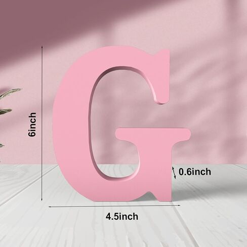 6 Inch Pink Wood Letters Unfinished Wood Letters for Wall Decor Decorative Standing Letters Pink Block Letters for Wall Decoration for Craft Home Party Projects (J) in Kuwait