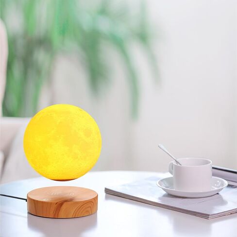 VGAzer Levitating Moon Lamp,Floating and Spinning in Air Freely with 3D Printing LED Moon Lamp Has 20 Modes for Unique Gifts,Room Decor,Night Light,Office Desk Toys (Wooden Base 16 Colors) in Saudi Arabia