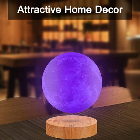 VGAzer Levitating Moon Lamp,Floating and Spinning in Air Freely with 3D Printing LED Moon Lamp Has 20 Modes for Unique Gifts,Room Decor,Night Light,Office Desk Toys (Wooden Base 16 Colors) in Saudi Arabia