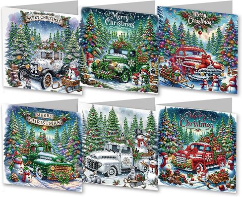 Huacan Christmas Cards DIY Diamond Painting Round Drill Greeting Thank You Cards Creative Gift 8 Packs in Kuwait