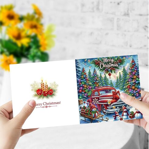 Huacan Christmas Cards DIY Diamond Painting Round Drill Greeting Thank You Cards Creative Gift 8 Packs in Kuwait