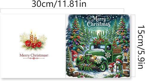 Huacan Christmas Cards DIY Diamond Painting Round Drill Greeting Thank You Cards Creative Gift 8 Packs in Kuwait