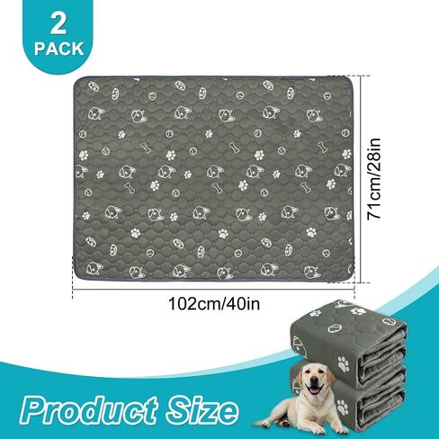 منصات التبول القابلة للغسل ENMAIPET للكلاب 40 "x28" ، و 2 حزمة مقاوم للماء من منصات تبول للحيوانات الأليفة للتدريب على القعادة الكلب من وسادات كبيرة مامنة للمواصلة للقطط (رمادي) الكلاب (رمادي) in Kuwait