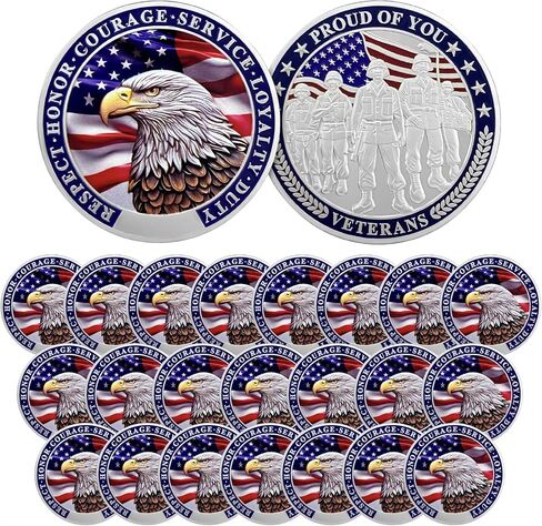 Military Challenge Coins - 50 Pcs Nation's Gratitude Military Coins Thank You for Your Service Proudly Saluting Veterans Coin Military Appreciation Gift (Sliver) in Saudi Arabia