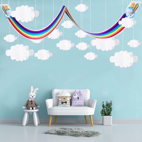 Frienda 3d قوس قزح السقف السقف معلقة ديكورات قوس قزح سقف رفقة مع السقف السقف ديكور معلقة للفصول عيد ميلاد الطفل الحضانة ديكور الرعاية النهارية in Saudi Arabia