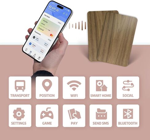Wooden NFC Cards NFC NTAG215 Cards NFC Tags 504 Bytes (215WOOD-8PCS) in Saudi Arabia