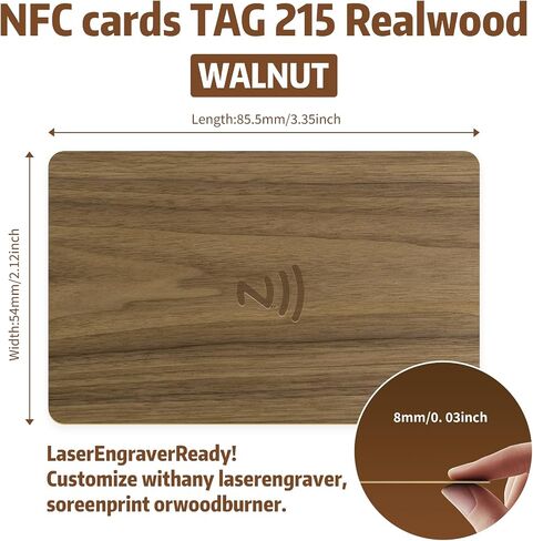Wooden NFC Cards NFC NTAG215 Cards NFC Tags 504 Bytes (215WOOD-8PCS) in Saudi Arabia